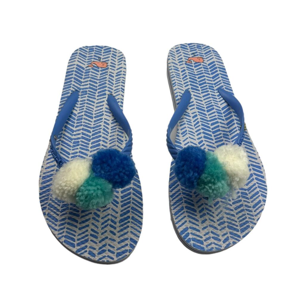Girls Vineyard Vines Pom Flip Flops Size 5